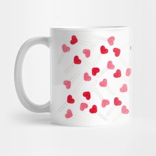 I Heart You Red and Pink Lollipop Pattern Mug